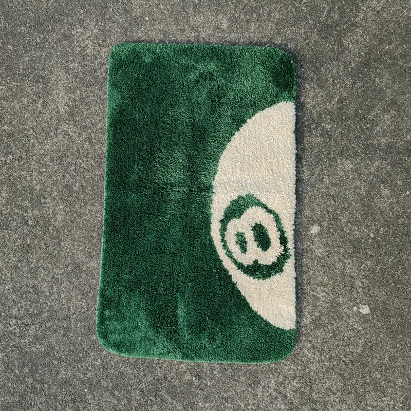 Green 8 Ball Carpet Doormat Rectangle Non-slip Bath Mat Soft Plush Fullfy Tufted Rug Home Decor Living Room Bedroom Floor Mat