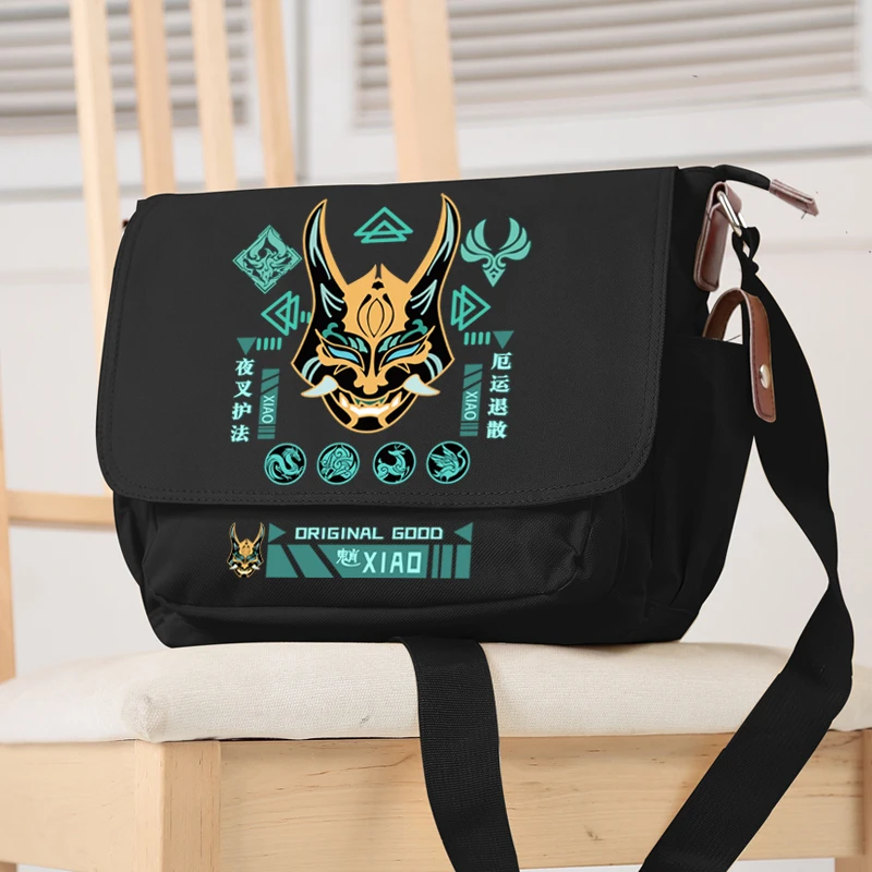 

Game Genshin Impact Xiao Messenger Bag Cosplay Cartoon Unisex Students School Shoulder Bags Fashion Birthday Xmas Gifts