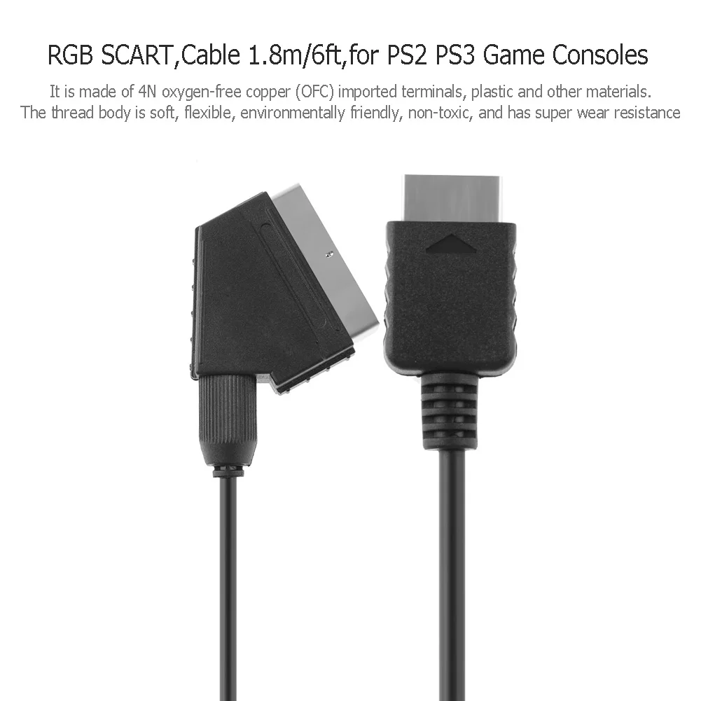 

1,8 м RGB SCART кабель ТВ AV подключение игровой шнур провод кабель видеоигровой кабель для игровых консолей PS PS2 PS3