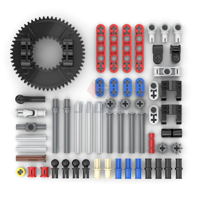 58 peças de alta tecnologia plataforma giratória liftarm eixo pino conector engrenagem conjunto moc blocos de construção tijolos técnicos compatíveis diy brinquedos