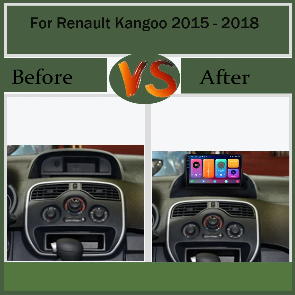 Multimedia Android 13 For Renault Kangoo 2015 - 2018 Car Radio Player QLED Screen Carplay Navigation WIFI 5G NO 2 DIN DVD BT