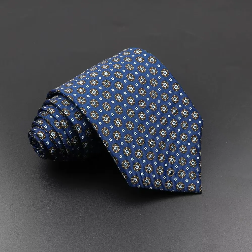 Men\'s Fashion Silk Tie 7.5cm Soft Novelty Necktie Blue Green Orange Color Ties For Men Dot Floral Bowtie Wedding Business Gift