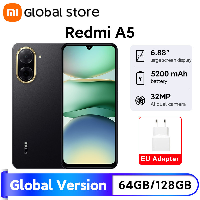 Global Version Xiaomi Redmi A5 Smartphone UNISOC T7250 CPU 6.88" display 5200mAh Battery 15W Fast Charging 32MP AI Dual Camera