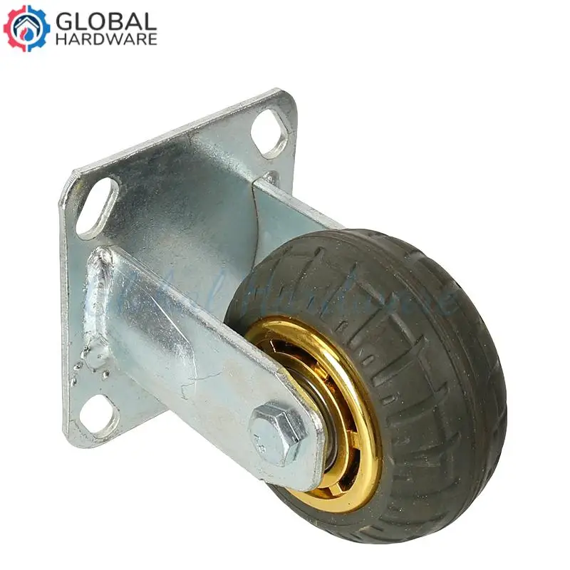 

4-Inch Fully Rubber Fixed Caster with Impact Absorption & Wear Resistance – Ideal for Food Trucks Shelves Tool Trucks