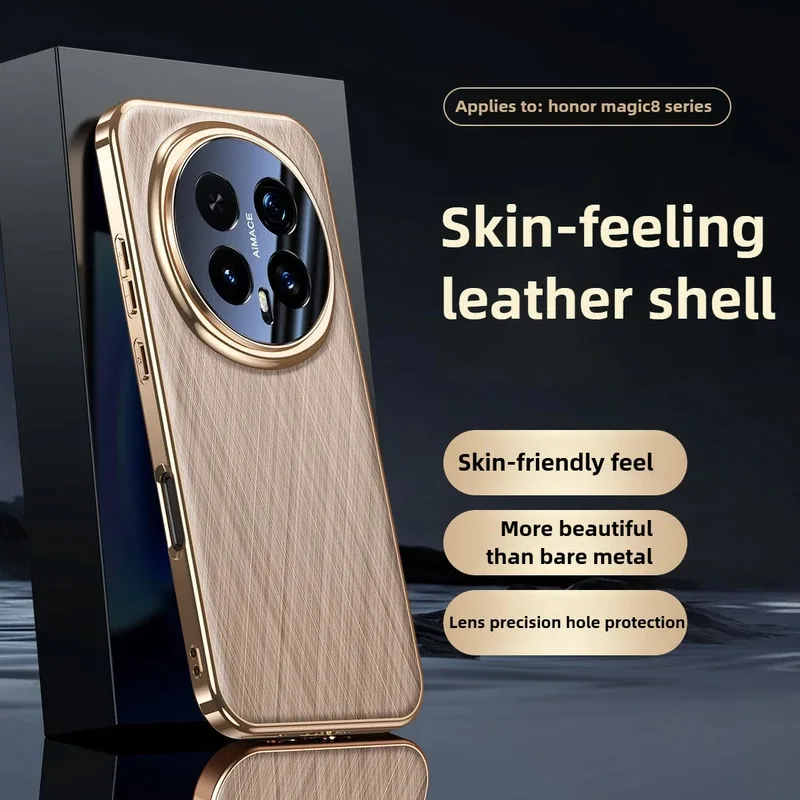 

[Gold Silk Silver Brocade] For Honor Magic 8 Pro Case Electroplated Lens Precise Hole Protection Cover Magic7 Pro