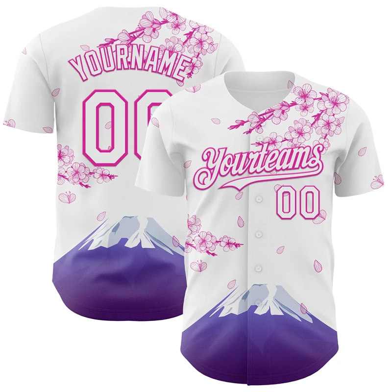 

Personalized Cherry Blossom Collection Baseball Jersey Custom Team Name Number Color Baseball Shirt For Men Woman Matching Tops