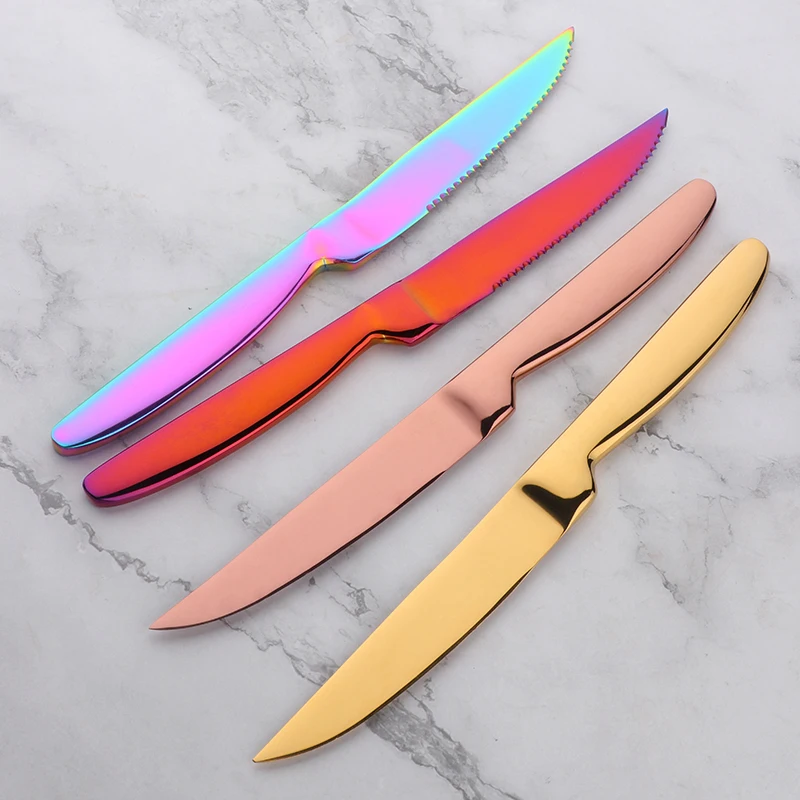 Stainless Steel Dinner Knives Set Sharp Steak Knife Fruit Knives Western black knife Restaurant Table Knife Gold dinnerware Set