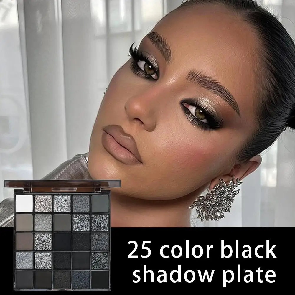 Smoked Eye Shadow Plate Pearlescent Shimmer Eyeshadow Matte Glitter Pigment Waterproof Long Lasting Eye Makeup 25 Colors