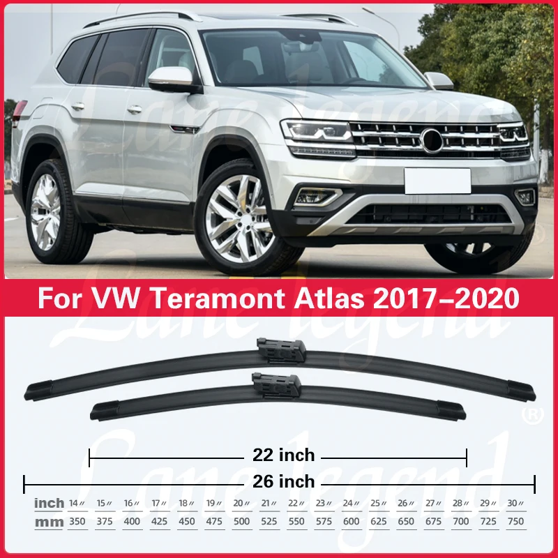 Per Volkswagen VW Teramont Atlas 2017 2018 2019 2020 spazzole tergicristallo anteriore posteriore tergicristalli accessori auto 26 "+ 22" + 11"