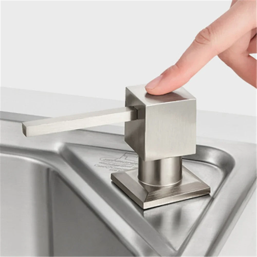Kitchen Sink Detergent Soap Dispenser Stainless Steel Built-In Liquid Soap Dispenser Hand Press Bathroom Lotion Pump Head