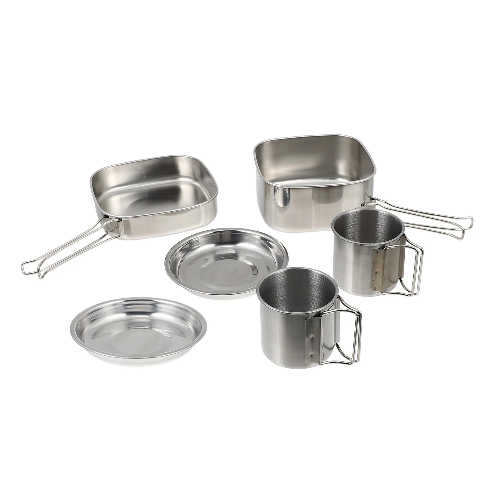 

1 set Stainless Steel Camping Cookware Set Durable Foldable Pot Easy Clean Outdoor Picnic Hiking BBQ Climbing Travel Utensils