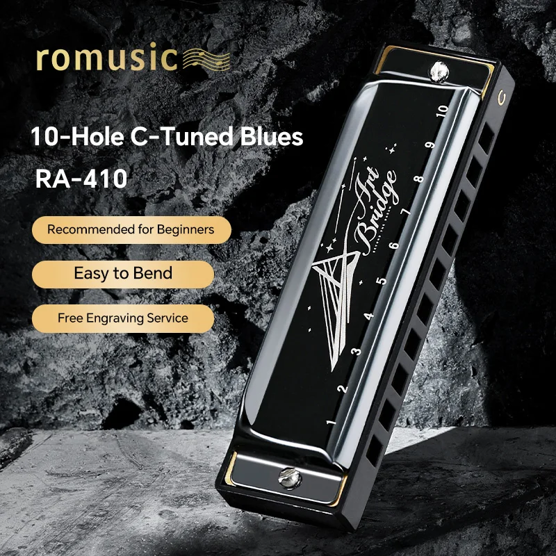 Blues Harmonica Mouth Organ 10 Hole C Key with Case, Diatonic Harmonica for Professional Player, Beginner, Students gifts, Adult