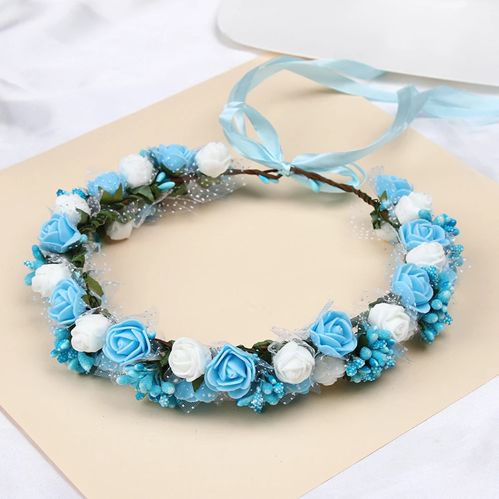Bohemian Flower Crowns Wedding Jewelry Hairbands Tiaras Adjustable Floral Garland Wedding Wreaths Simulation Flower Headband