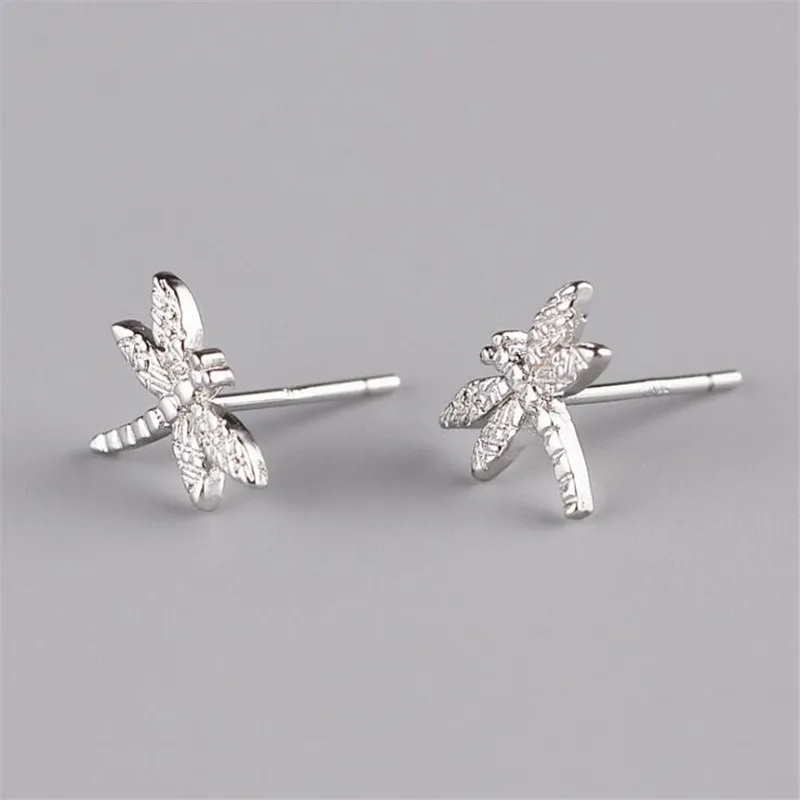 New Literary Exquisite Popular Insect 925 Sterling Silver Jewelry Dragonfly Personality Female Gift Stud Earrings E011