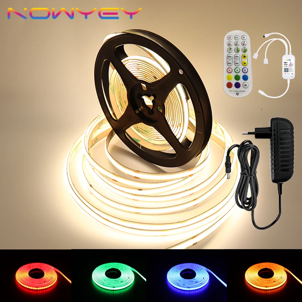 

COB LED Strip Lights Music Bluetooth Controller High Flexible RGB Strip Lights For Bedroom Kitchen Lighting Cabinet Decoration