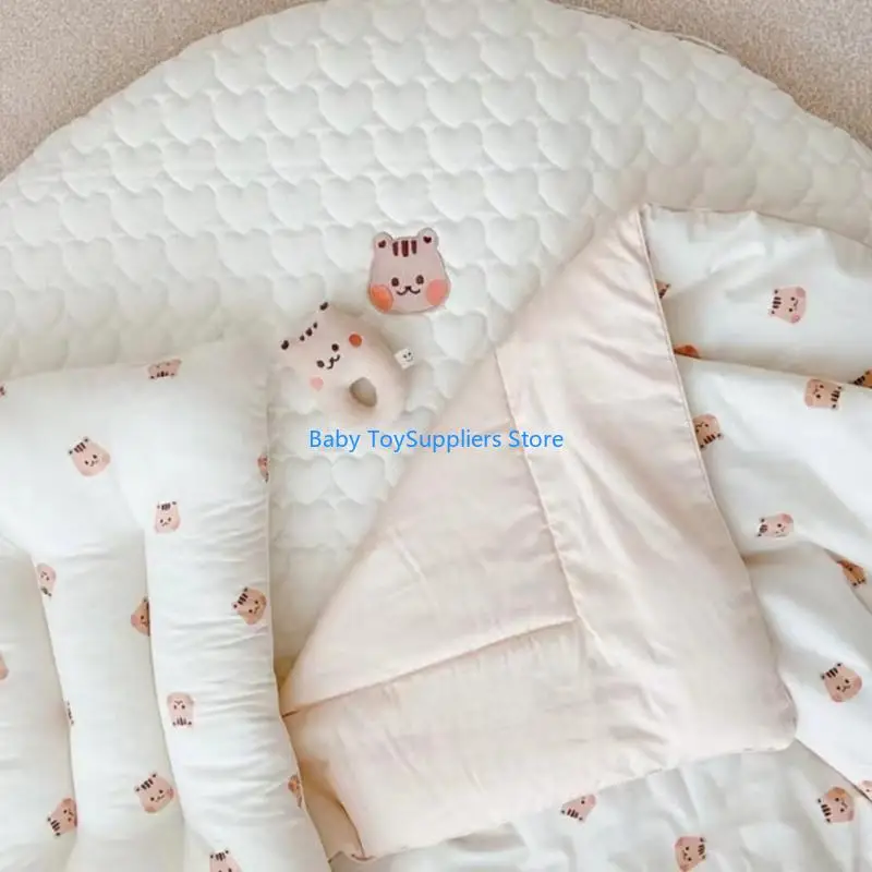 سجادة لعب دائرية صديقة للأطفال من R1WF، سجادة أطفال قطنية مع تطريز جميل ومبطن سميك، سجادة حضانة دائرية لغرفة الأطفال