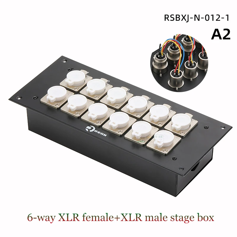 Wall Audio Junction Box 2-10 Way XLR/6.35mm Jack Female to Male