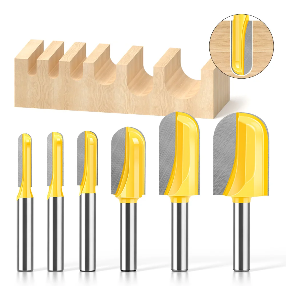 1PC 8MM Shank Milling Cutter Wood Carving Deep Round-Bottom Cutters Round-Bottom Slot Milling Router Bit Slotting Cutters Slot