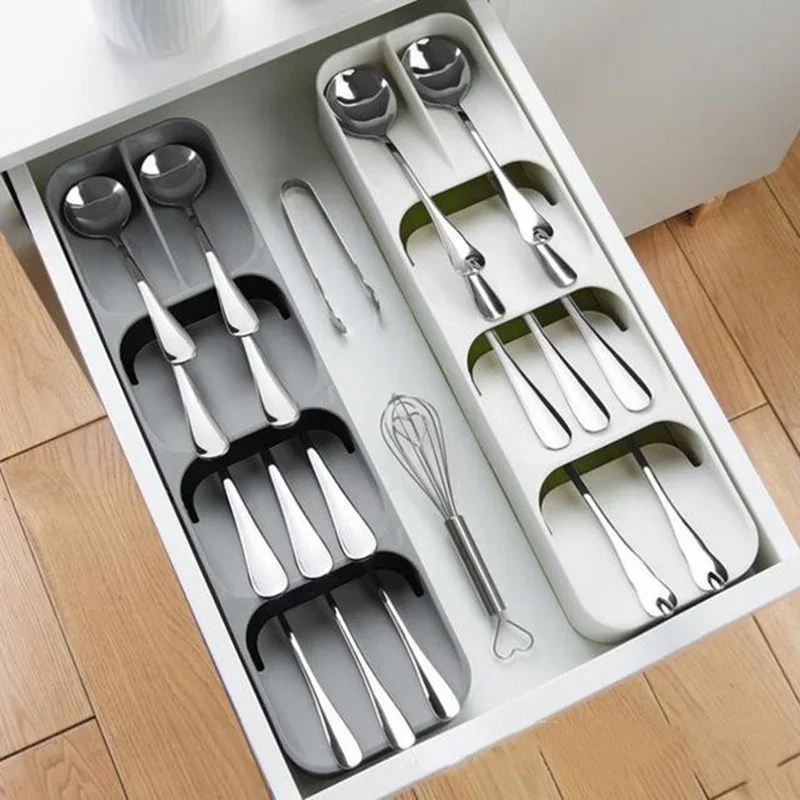 Kitchen Drawer Knife And Fork Partition Storage Box Tray Tableware Spoon Box Soup Spoon Chopsticks Separation Household Shelving