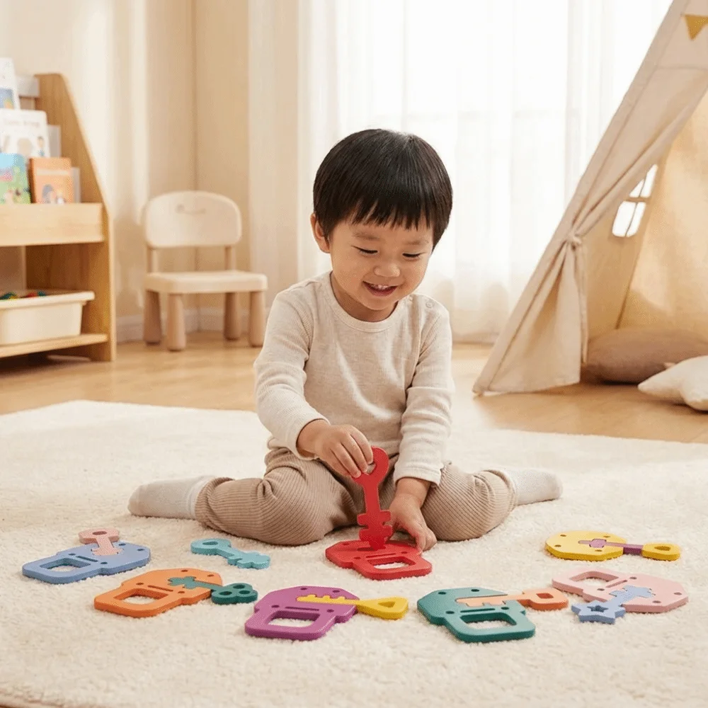 

Wooden Locks Keys Baby Lock Key Matching Puzzle Colors Cognitive Shape Matching Montessori Educational Matching Puzzle