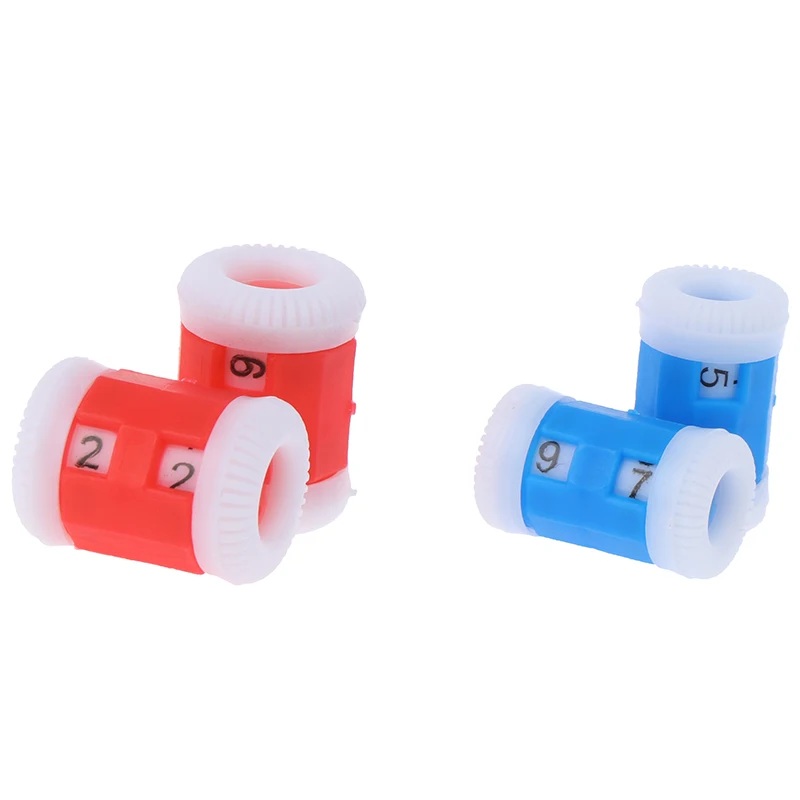 2 Rode + 2 Blauwe Plastic Breinaalden Rij Teller Lijnen Nummer Rekenmachine Tool-B2