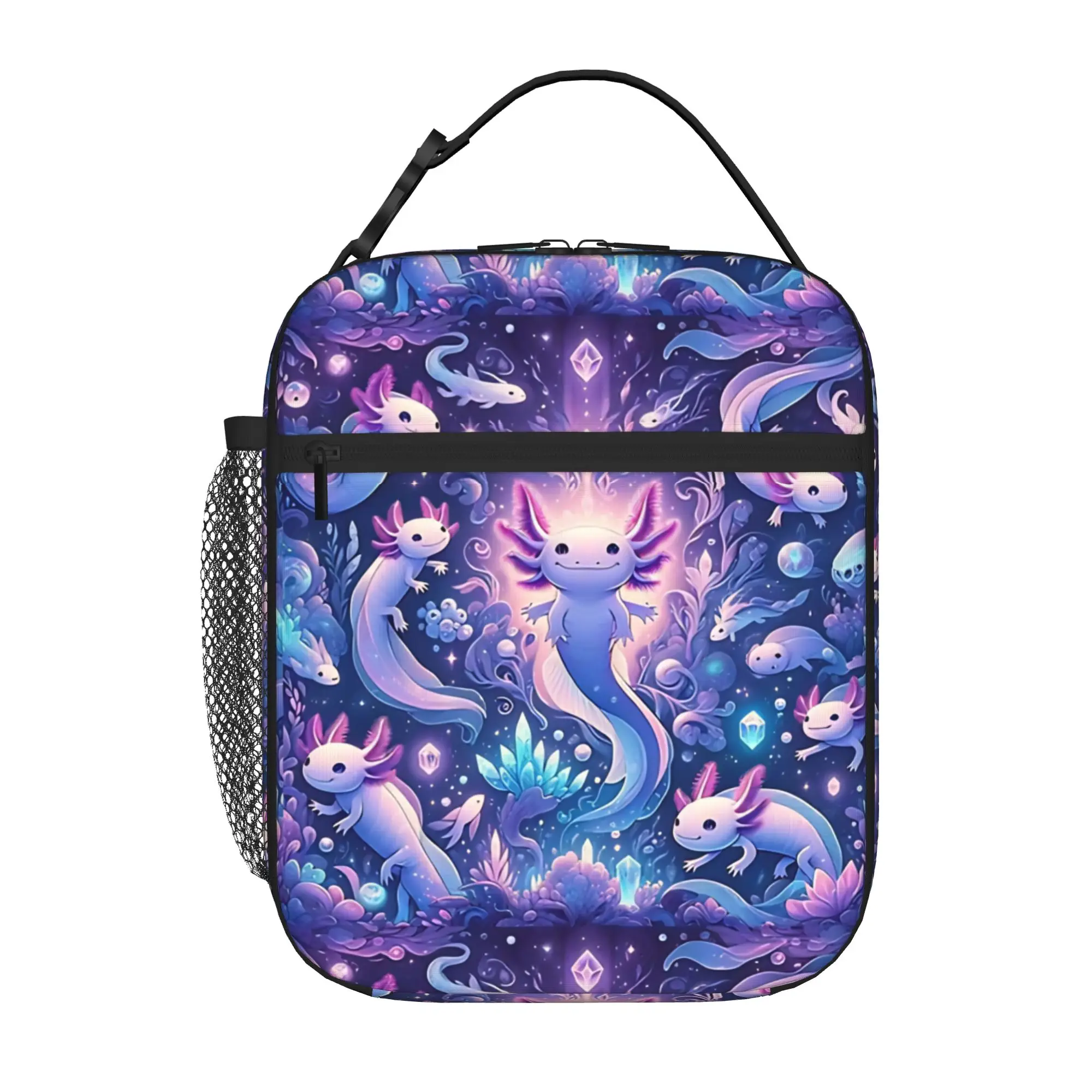 1 Piece Zipper Closure Happy Axolotls Storage Bag Pocket Axolotls School Lunch Food Box Reusable For Lunch Food Bag