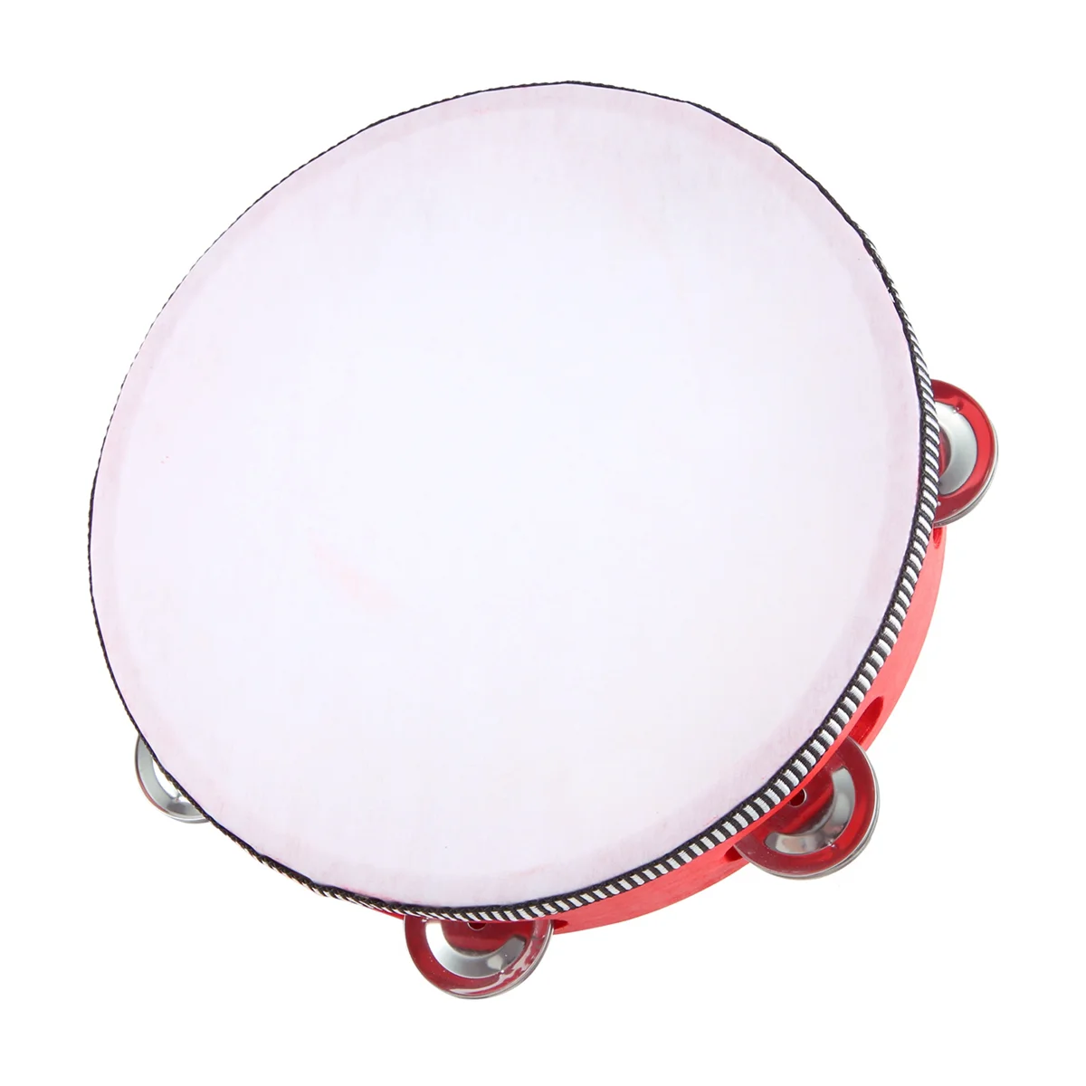 8inch Musical Tambourine Tamborine Drum Round Percussion Gift for KTV Party Red