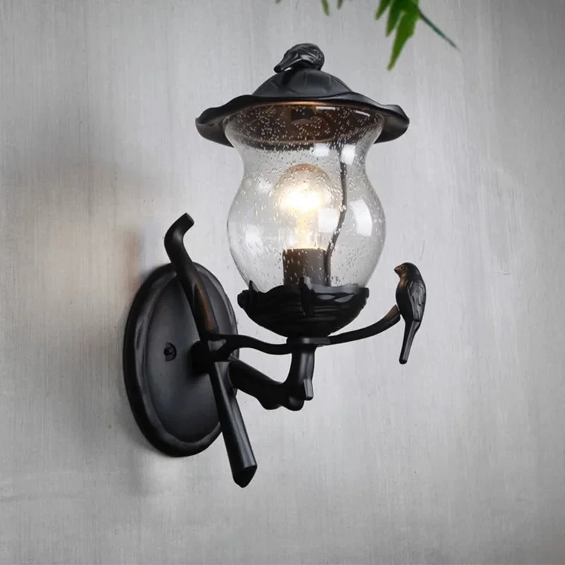 European style outdoor wall lamp, waterproof outdoor sun lamp, aisle lamp, rural wall lamp, creative bird lamp, pure aluminum