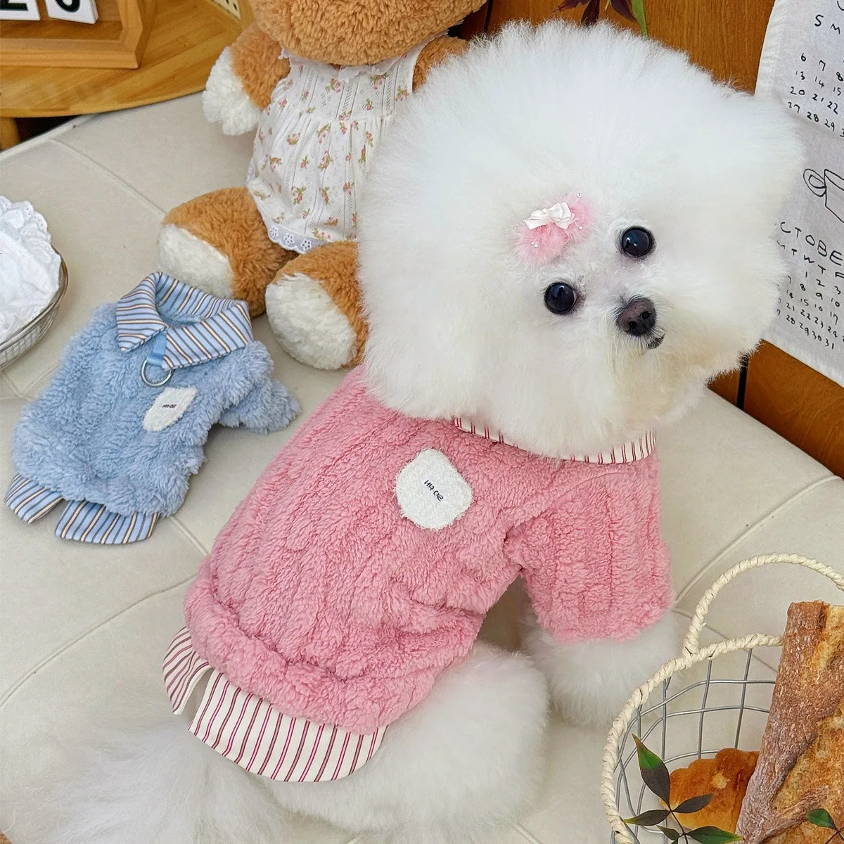 Warm Fleece Pet Hoodie Fake Two-Piece Design, Autumn/Winter Puppy Clothes for Small Dogs Like Teddy, Bichon, Schnauzer