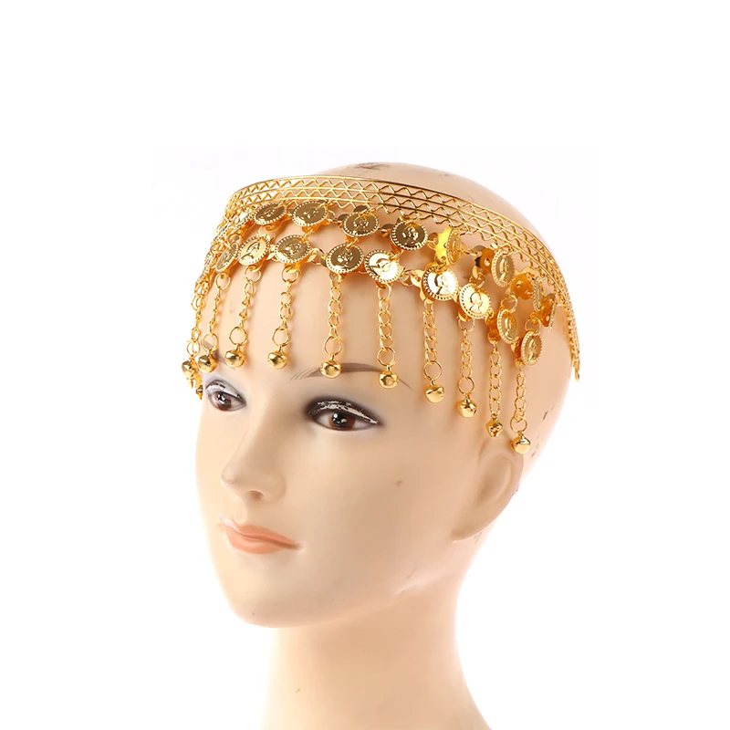 Épingle à cheveux de danse du ventre pour femmes, pièces de monnaie, glands, bande de sauna gitane, performance de danse indienne, accessoires vestisens, tête, 1 pièce