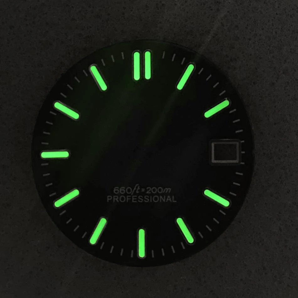 28.5mm S Logo Sunburst Dial Fit NH35/NH36 Movement Green Luminous Diving High-Quality Watch Modification Accessories