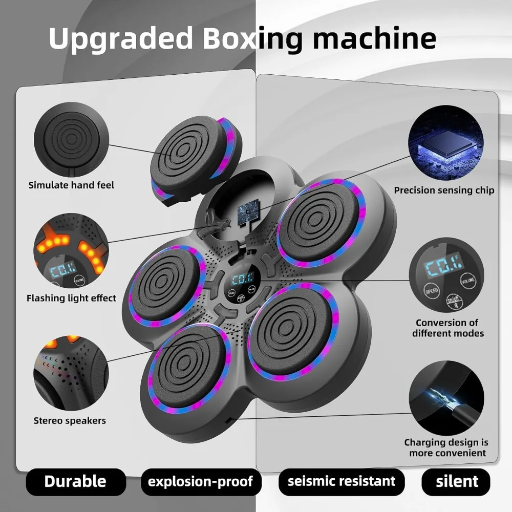 Smart Bluetooth Boxing Trainer with Music, Wall Mount Fitness for Home Office Gym, Adults Kids