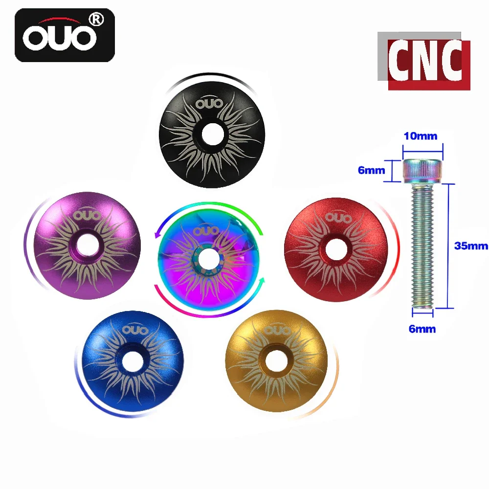 OUO CNC Mtb غطاء الطاقة 1 1/8 سماعة الفواصل الجذعية غطاء علوي الترباس 28.6 مللي متر شوكة فاصل دراجة جسر عمود التوجيه