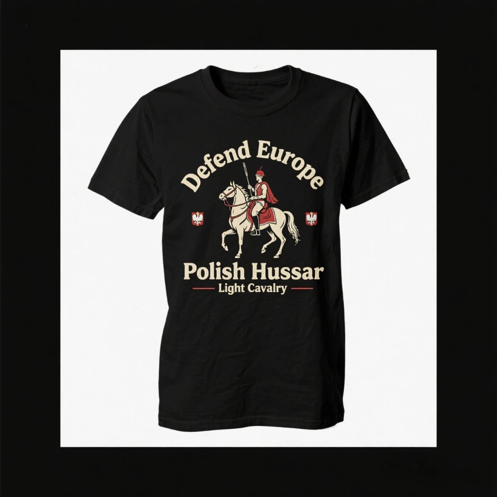 

Defend Europe Polish Hussar Light Cavalry T-Shirt 100% Cotton O-Neck Short Sleeve Summer Casual Mens T-shirt Size S-3XL