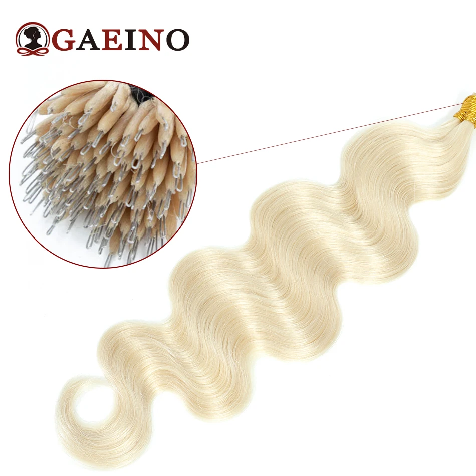 Body Wave Hair Extensions for Salon, Nano Ring, Platinum Blonde, Queratina Cápsula, Microring Fusion Hair, Cabelo Humano Real, 60 #, 1g por Pc