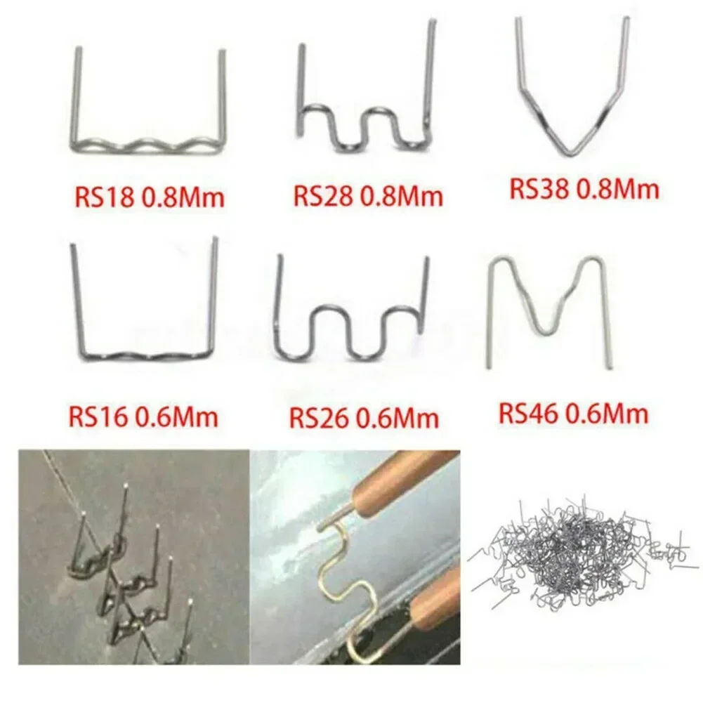100 PZ 0.6/0.8mm Cucitrice A Caldo Graffette Chiodo di Saldatura Per Auto Paraurti Graffette Saldatore di Plastica Kit di Riparazione di Saldatura