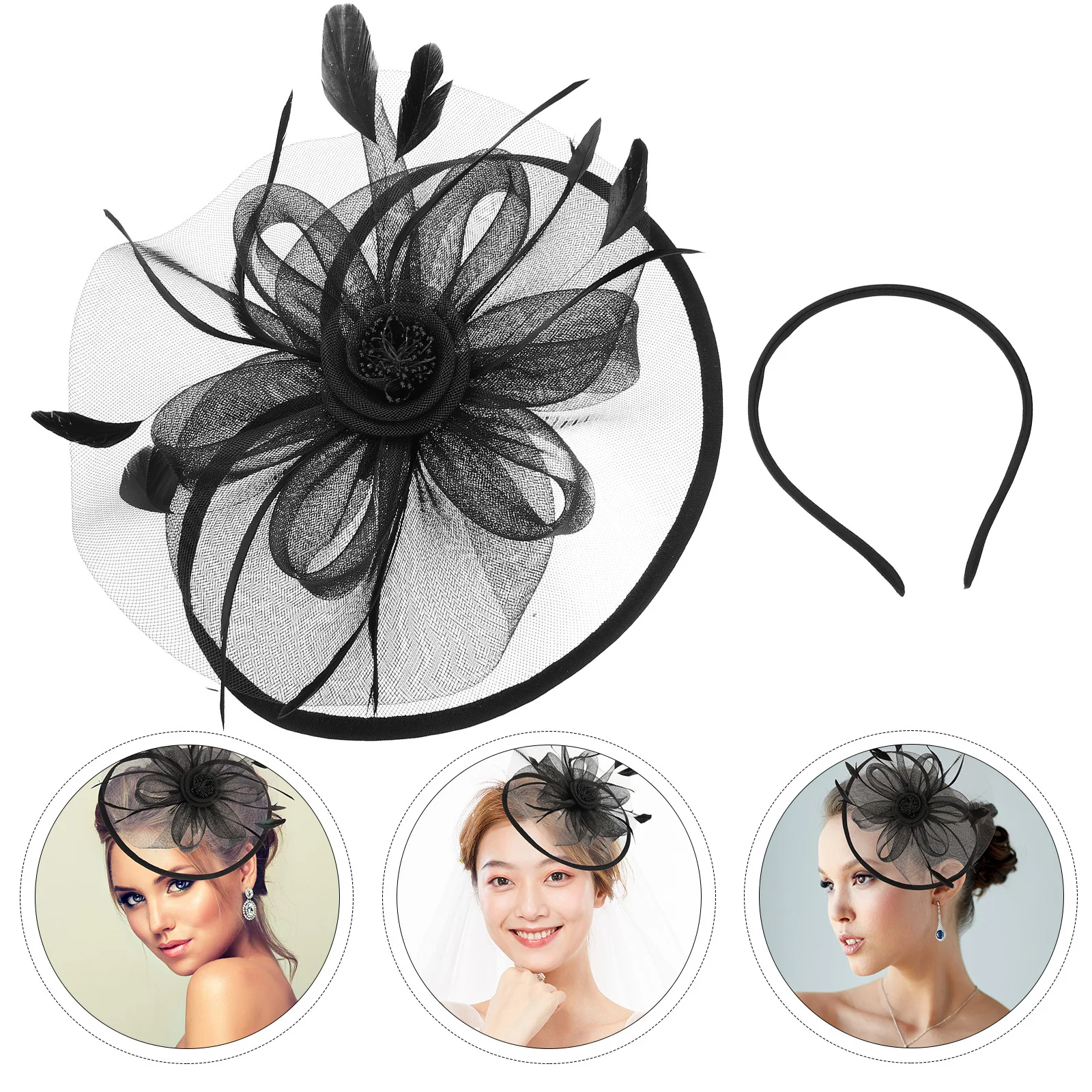 

Bride Fascinator Headband Durable Lightweight Vintage Wedding Hair Clips Removable Bridal Headdress Banquet Tea Party Hat