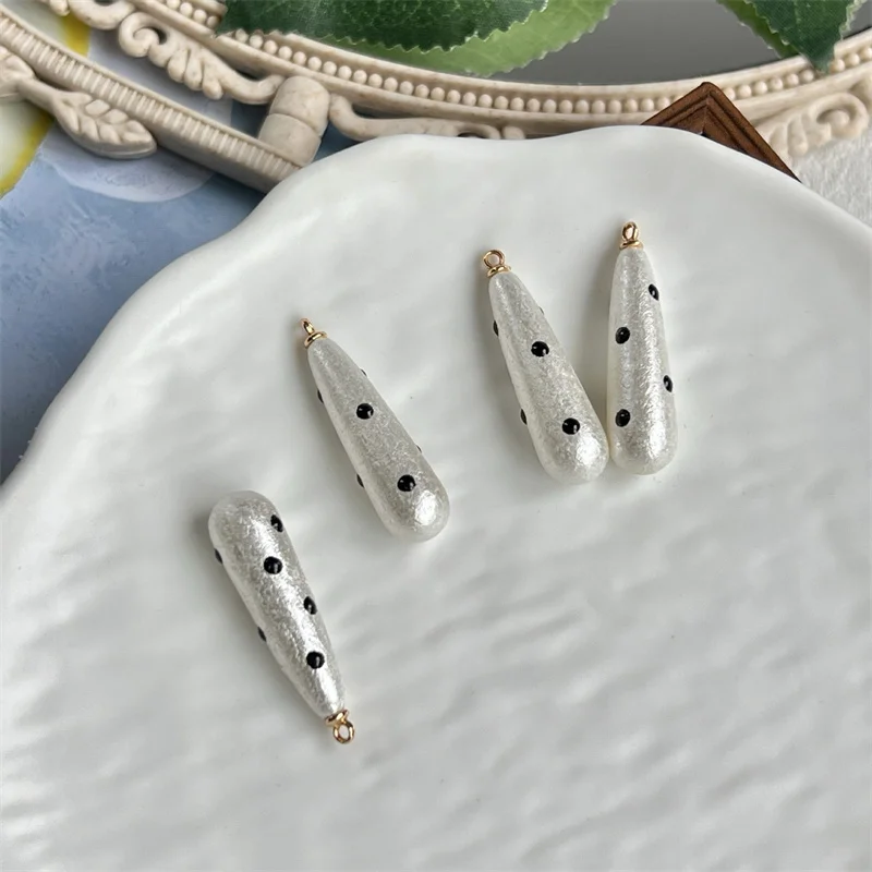 Gentle style 50pcs/lot dots pattern print geometry water drop shape resin beads with hanger diy jewelry garment hair accessory - view 2