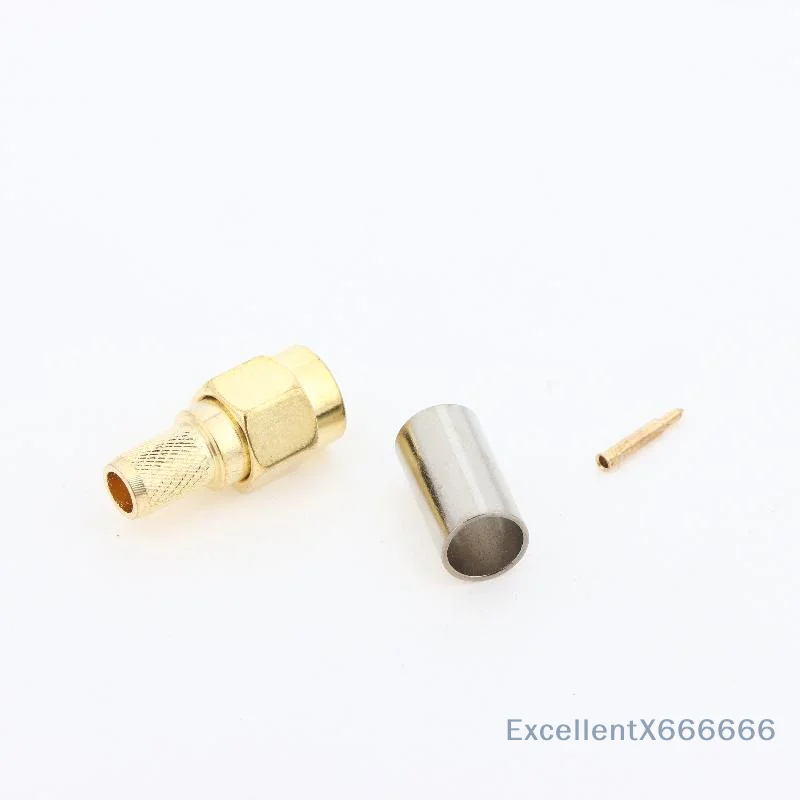 SMA Male Crimp Straight RF Coaxial Adapter Stable Signal 1 Set Fits RG58 RG142 LMR195 WiFi Router Antenna Upgrade