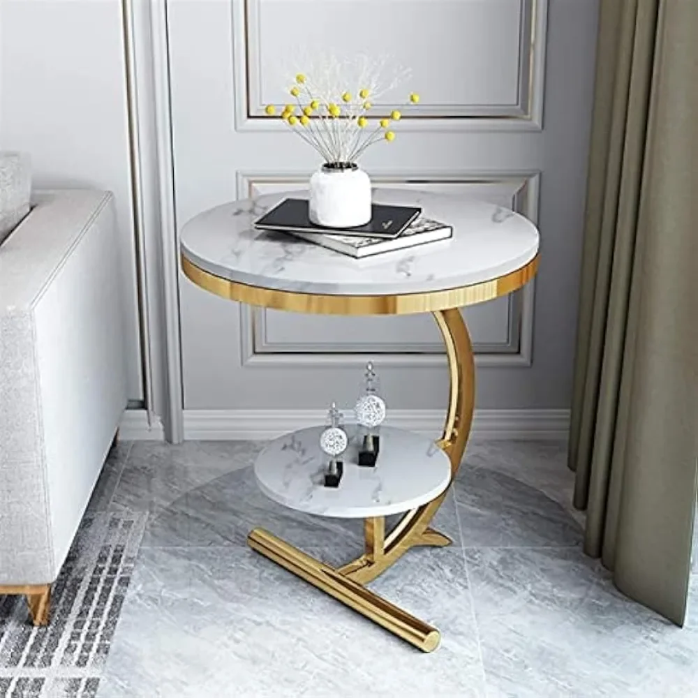 Luxury Marble End Table Decor & More Round Coffee Table Shelf for Home & Living Room |Gold Coffee Table|Outdoor&Indoor Furniture