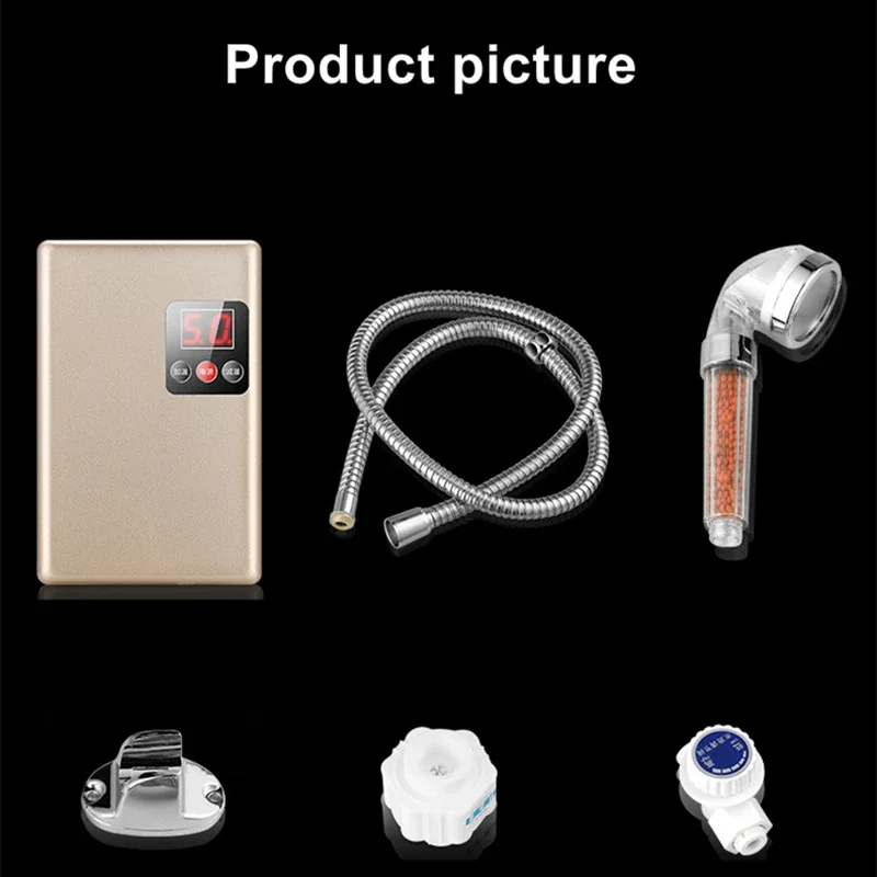 6000W 220V Electric Hot Tankless Water Heater Bathroom Kitchen Instant Water Heater Temperature display Heating Shower Universal