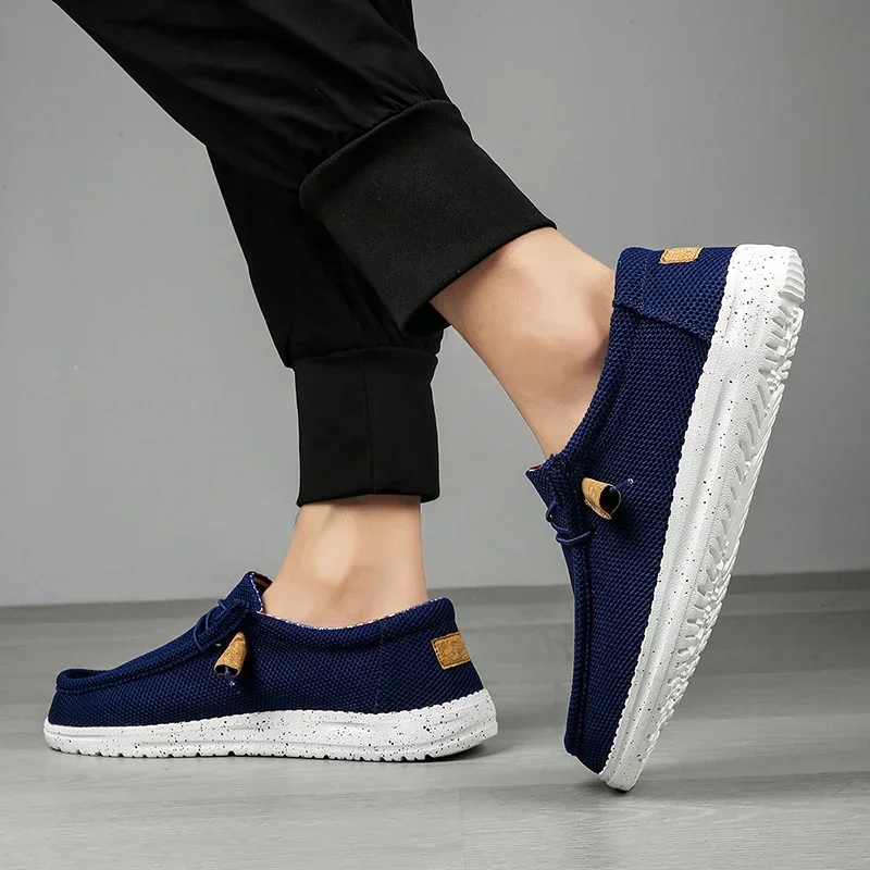 Men Casual Shoes Slip on Canvas Loafers Comfortable Walking Flats for Man Dude Non Slip Soft Moccasins Sneakers Summer