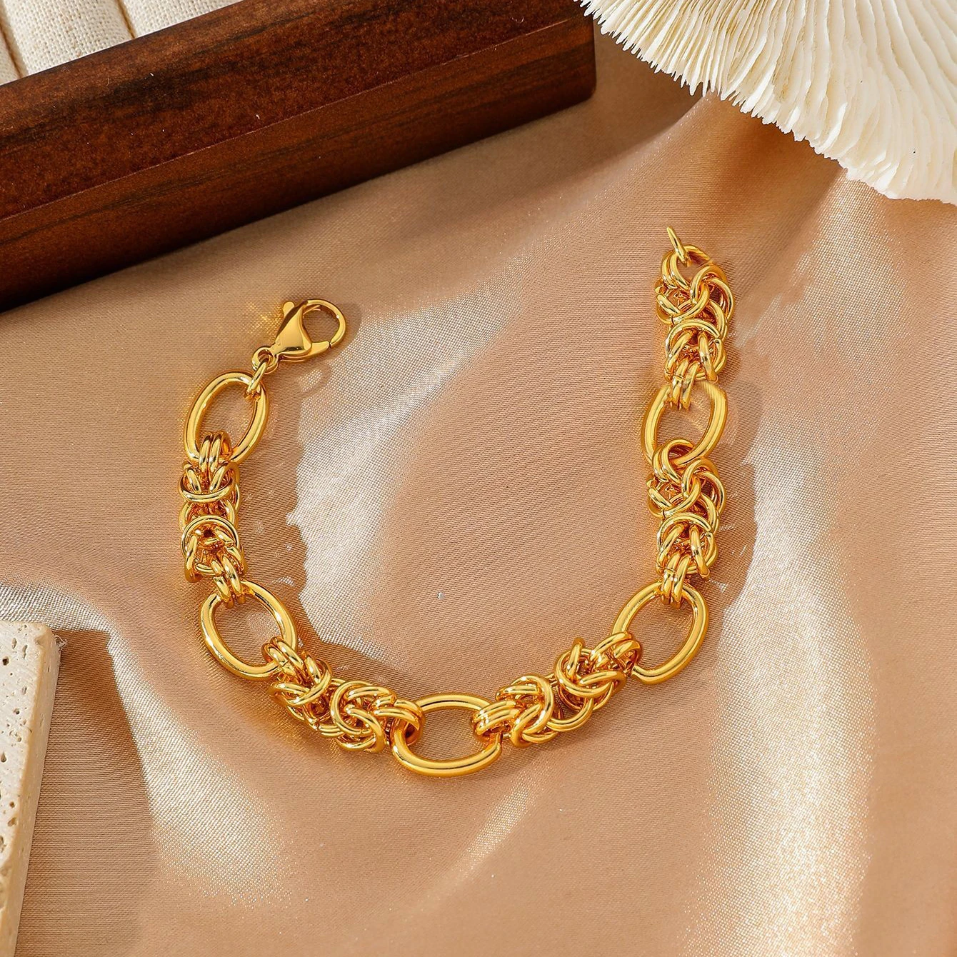 Gold Plated Chain Bracelets for Women, Chic Cool Bangles,  Punk Gothic Charm Bracelet, Stylish Jewelry