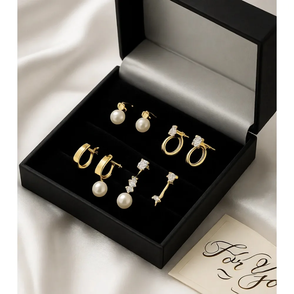 

Гипоаллергенные серьги-кольца с позолотой 14K для женщин, маленькие комплекты легких сережек-гвоздиков, 9 пар