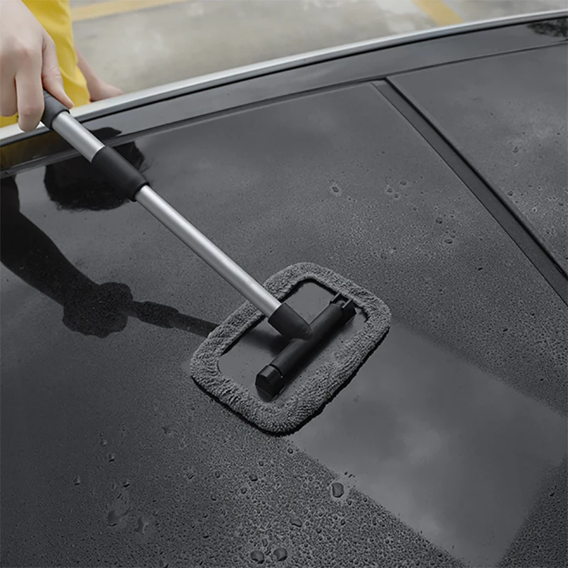 

Car Window Cleaning Tool With Telescopic Handle Washable And Reusable Cloth Pad Head Car Wash Windshield Cleaner Microfiber