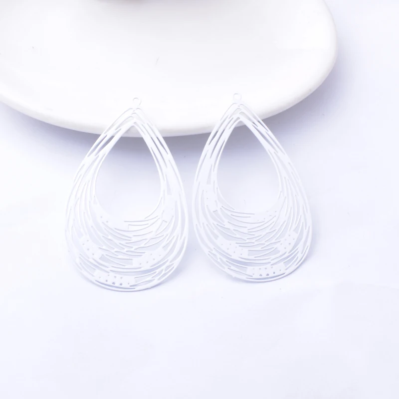 30 Stück AB3501 Messing Bemalte Große Filigrane Wassertropfen-Anhänger DIY Schmuck Ohrring-Zubehör – Detail 8