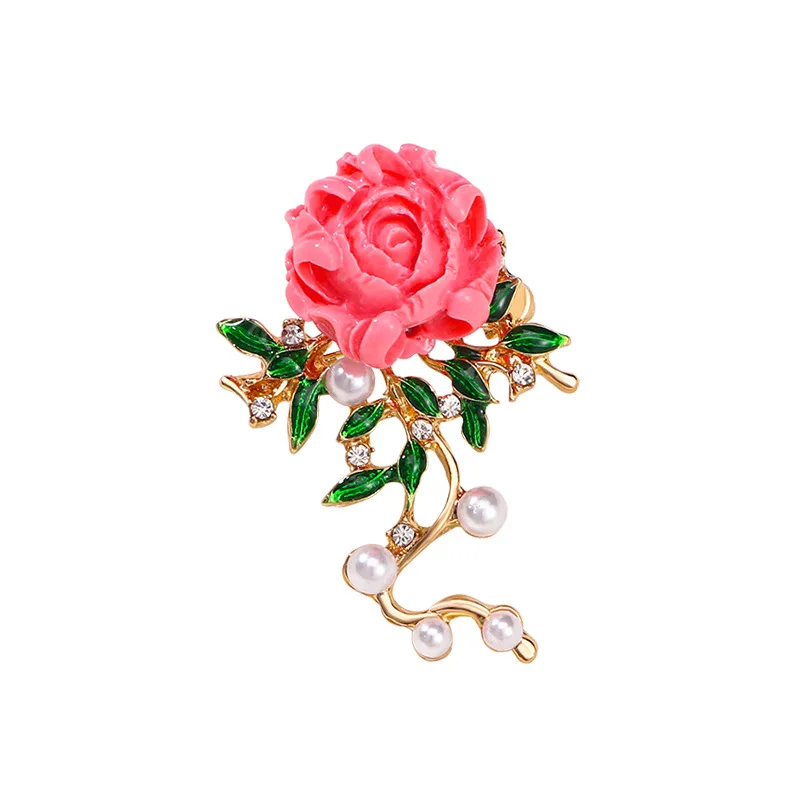 Nieuwe Emaille Parel Pioen Broches Voor Vrouwen Hoogwaardige Luxe Vintage Strass Rose Bloem Broche Pin Party Office Sieraden Geschenken