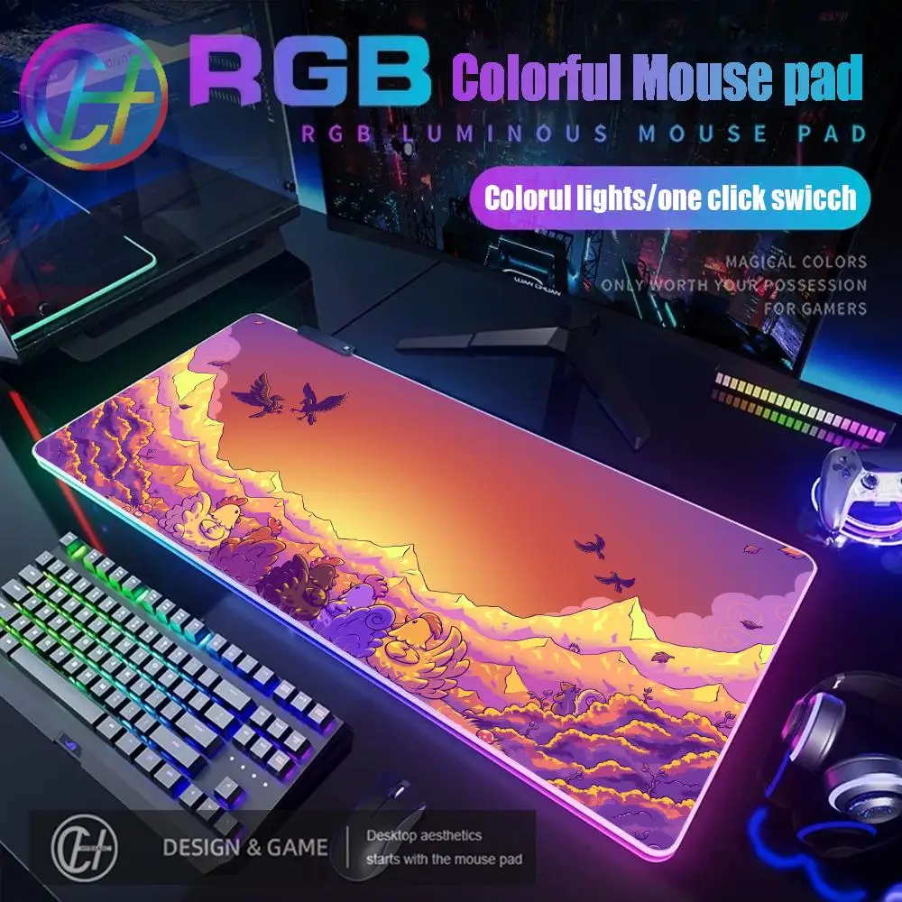 

HYBXAXC Pixel Art Stardew Valley Gaming Mouse Pad RGB Gaming Mouse Pad Desk Mat HD Gamer Large LED Light XXL