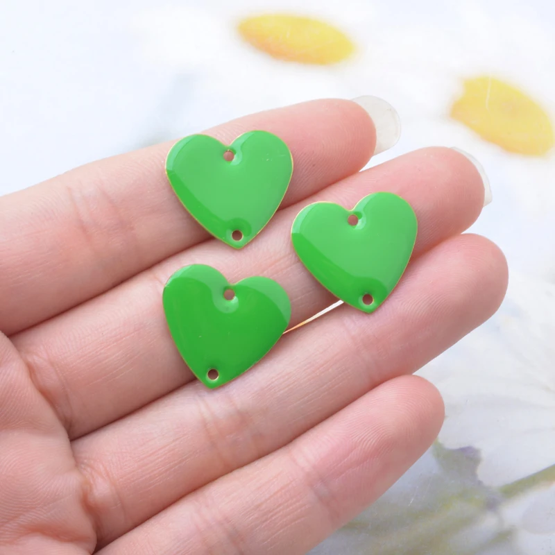 10 Stück Kupfer-Emaille-Herz-Verbinder-Anhänger, beidseitig emaillierte Herzen, Charms für DIY-Schmuck, Ohrring-Zubehör – Detail 4