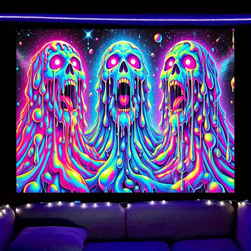 VIKAMA Halloween Totenkopf Wandteppich Halloween Party Esports Raumdekoration Wohnzimmer Wandbehang Themen Gästezimmer Dekor